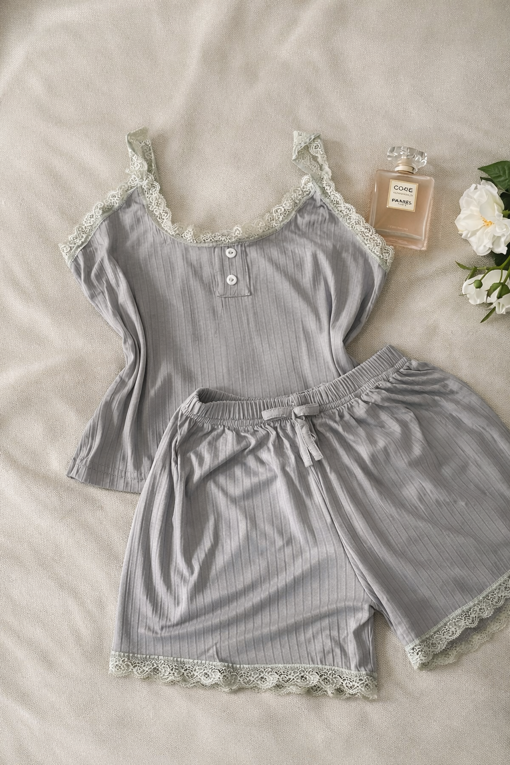 pyjama dentelle en short en 100% cotton