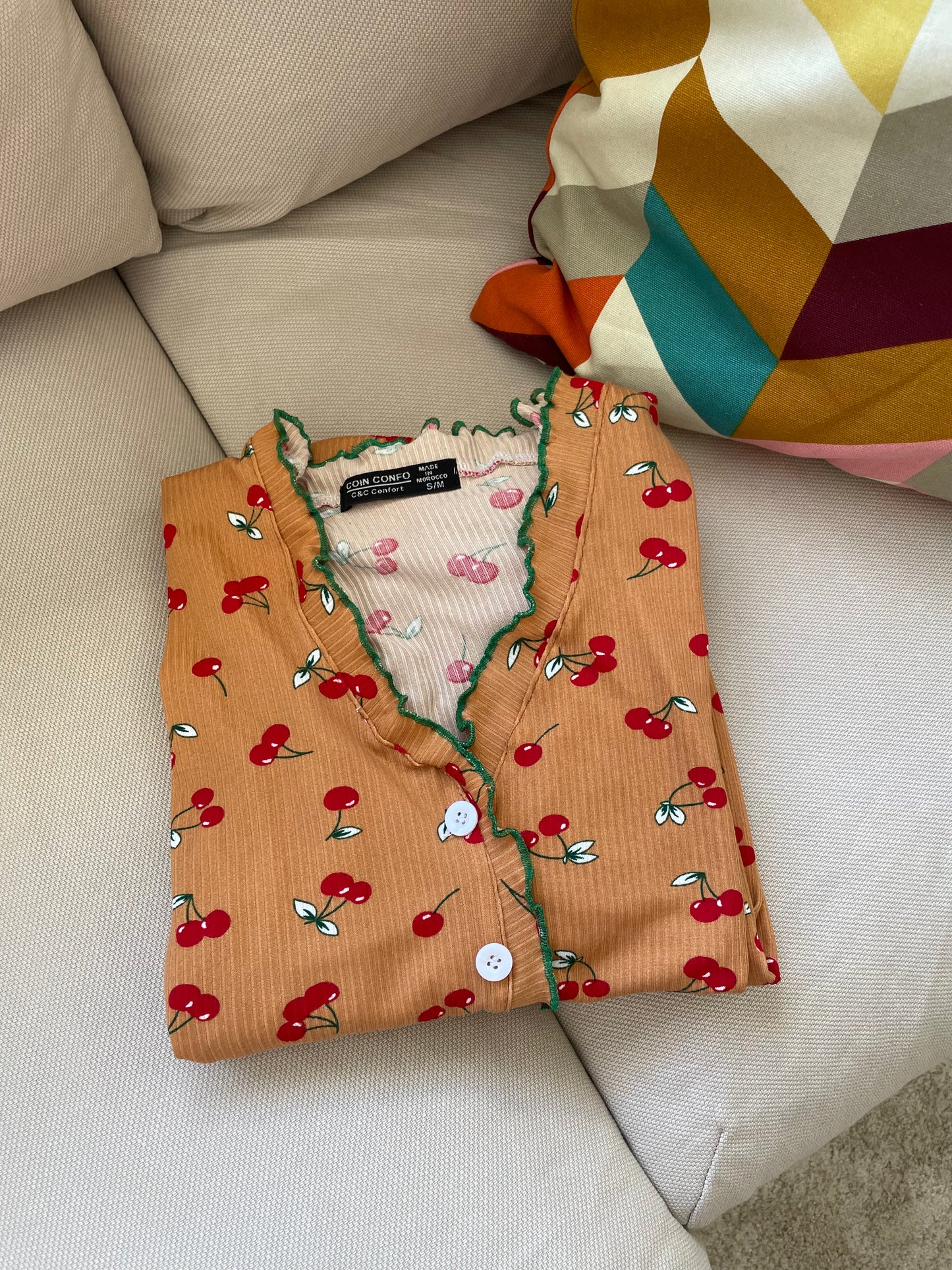 pyjamas pantalon motif cerise