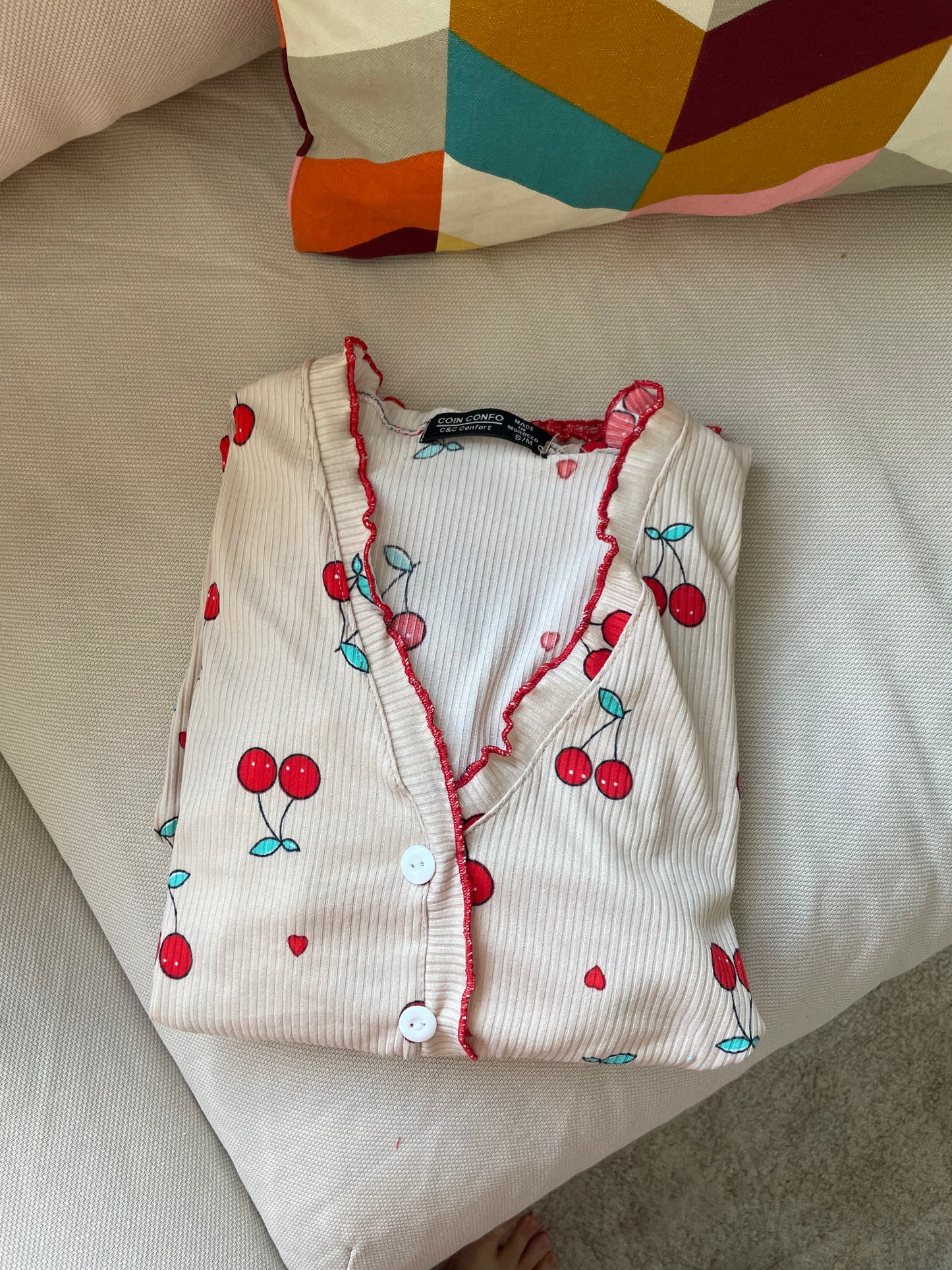 pyjamas pantalon motif cerise