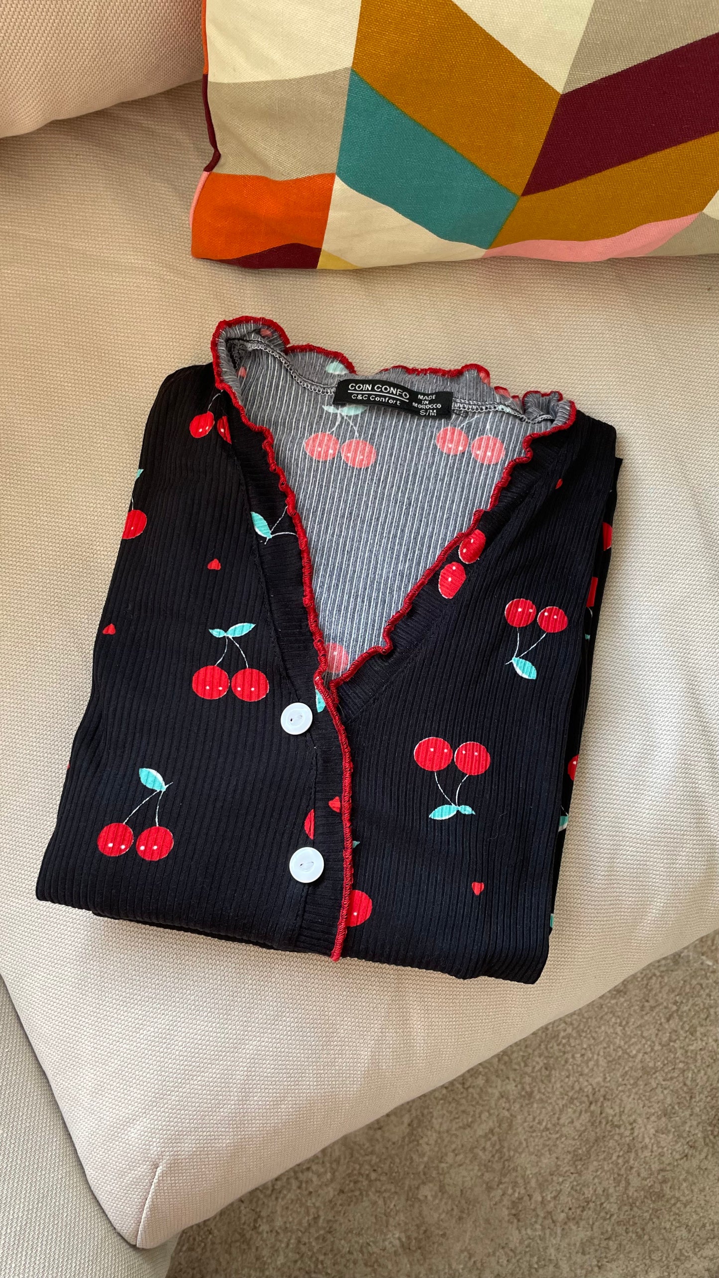 pyjamas pantalon motif cerise