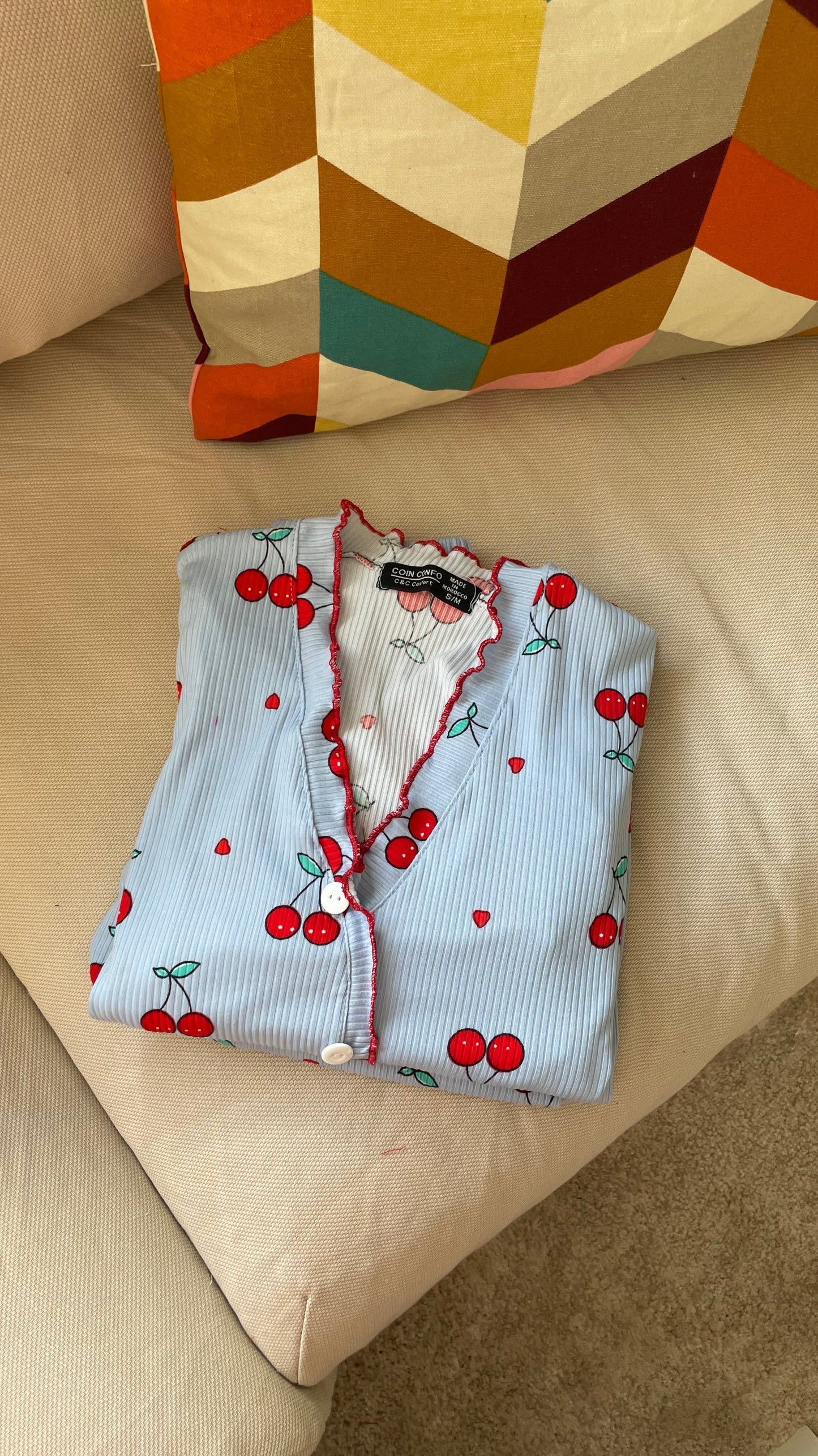 pyjamas pantalon motif cerise