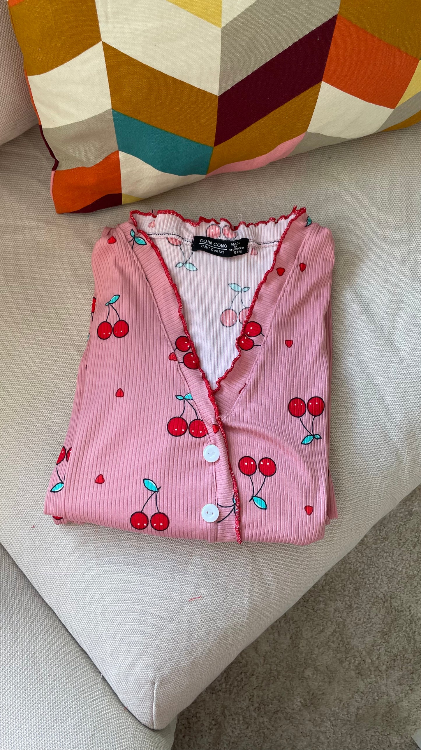 pyjamas pantalon motif cerise