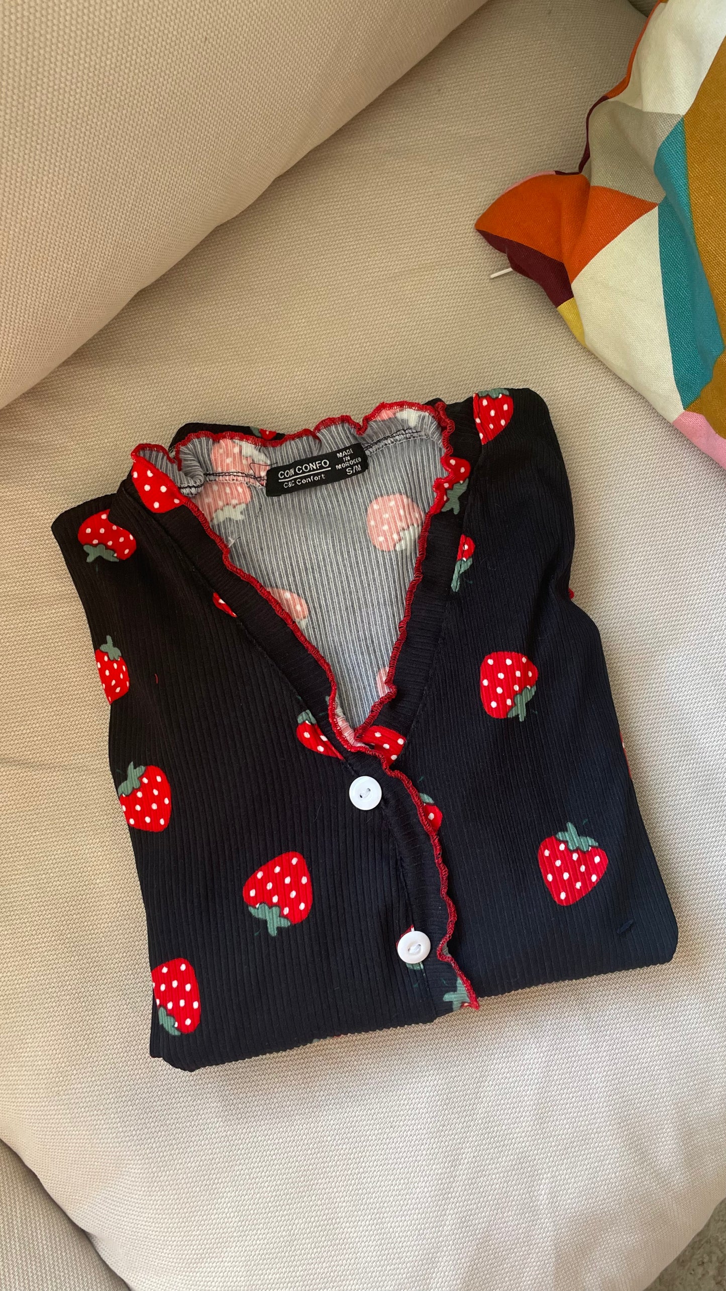 pyjamas pantalon motif fraise