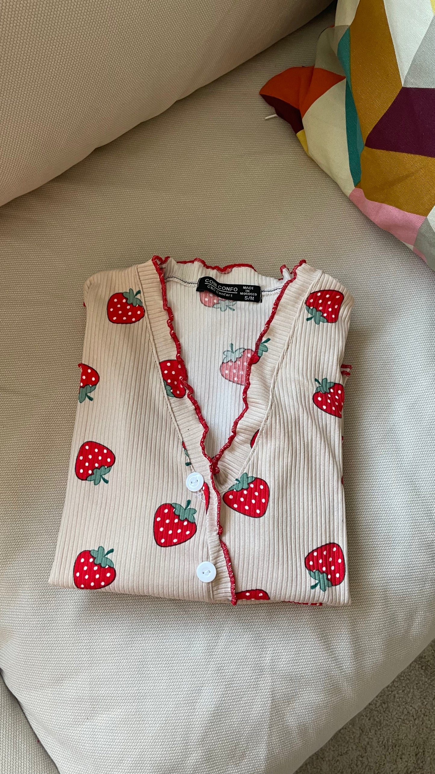pyjamas pantalon motif fraise