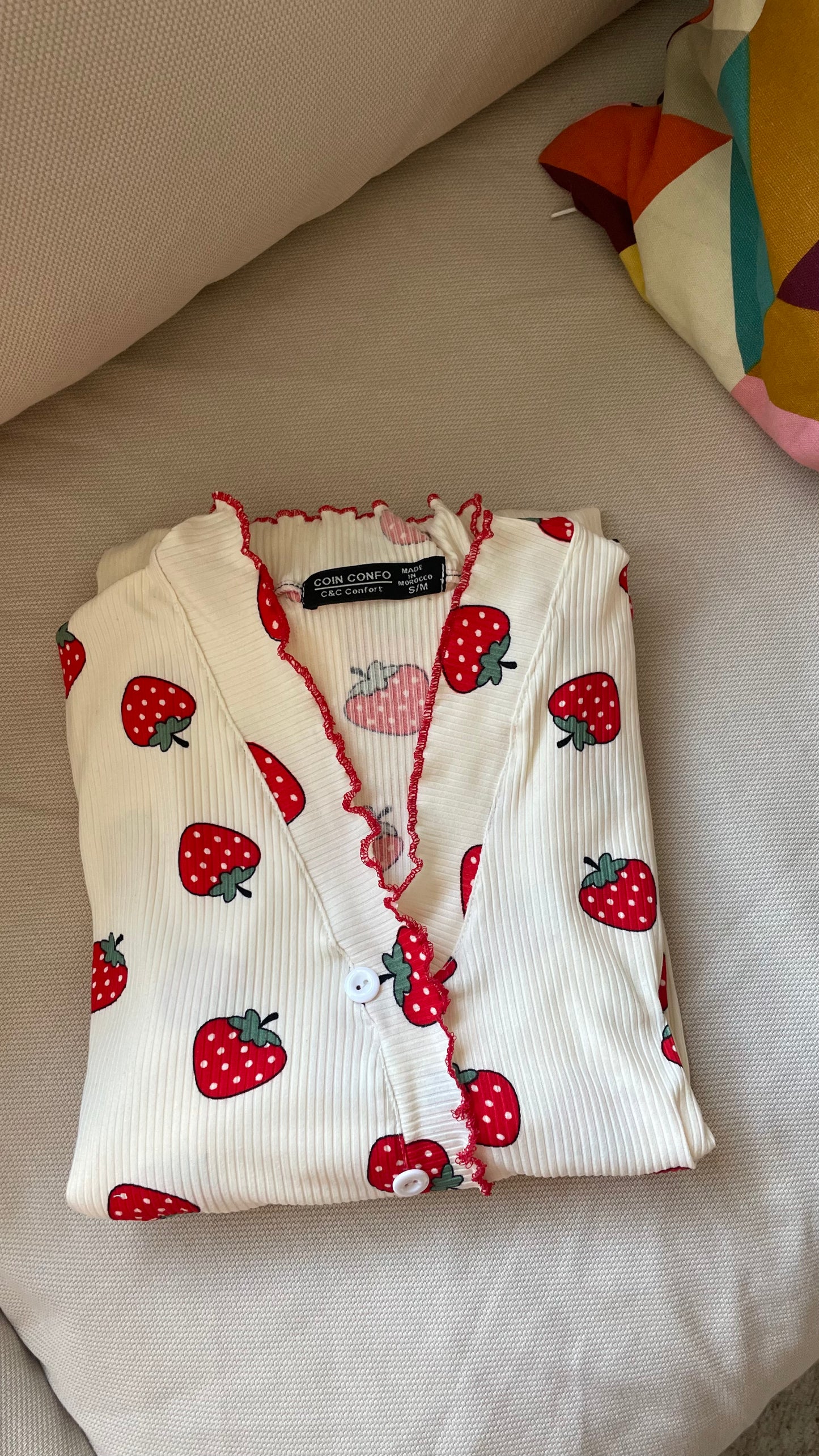 pyjamas pantalon motif fraise
