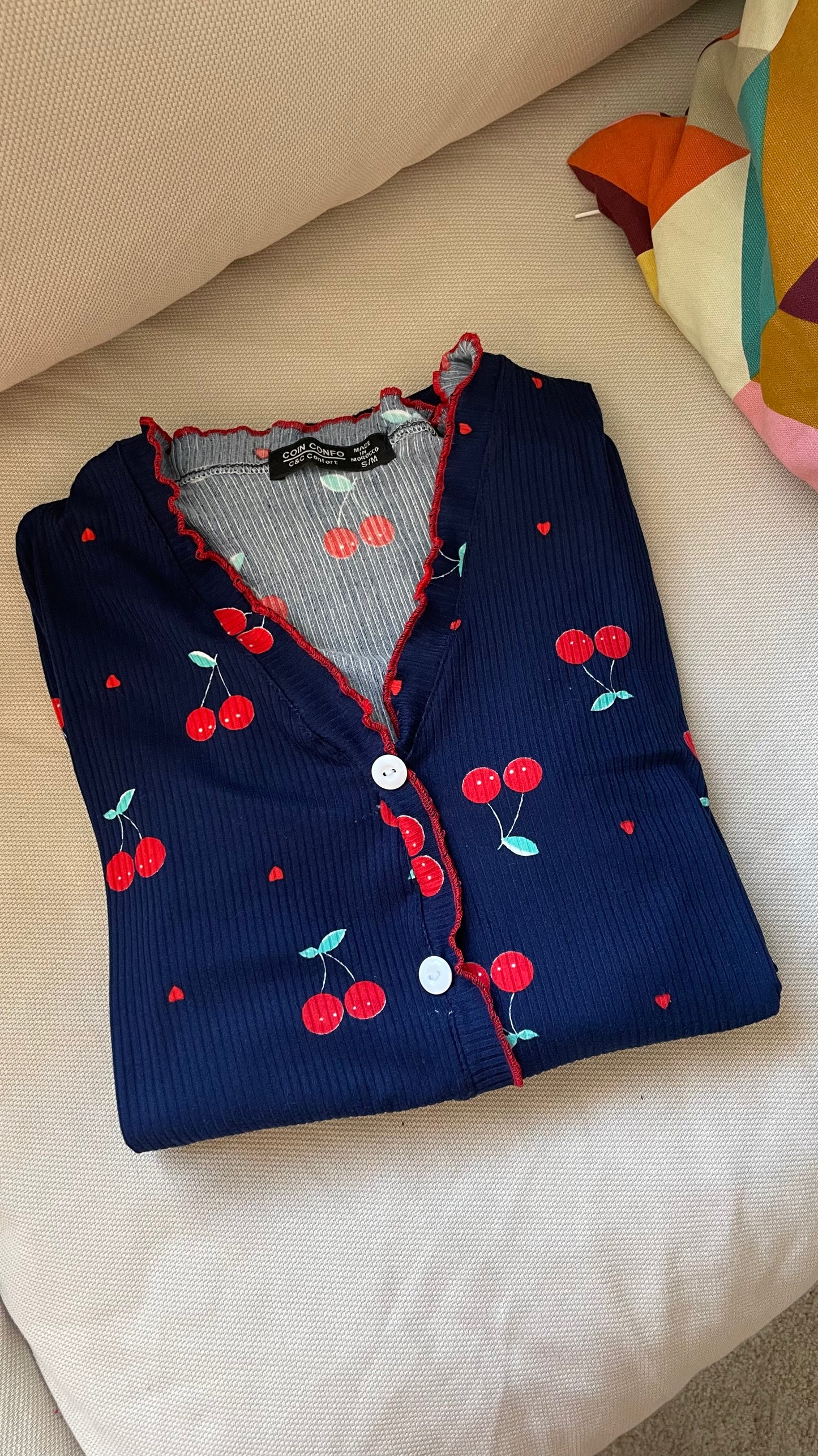 pyjamas pantalon motif cerise