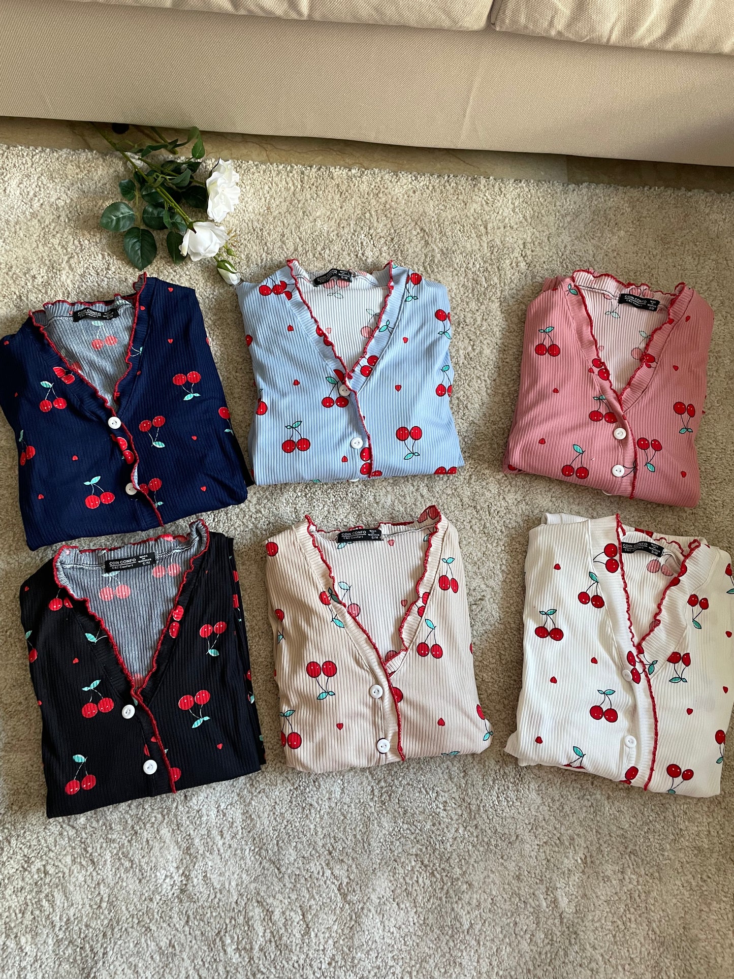 pyjamas pantalon motif cerise