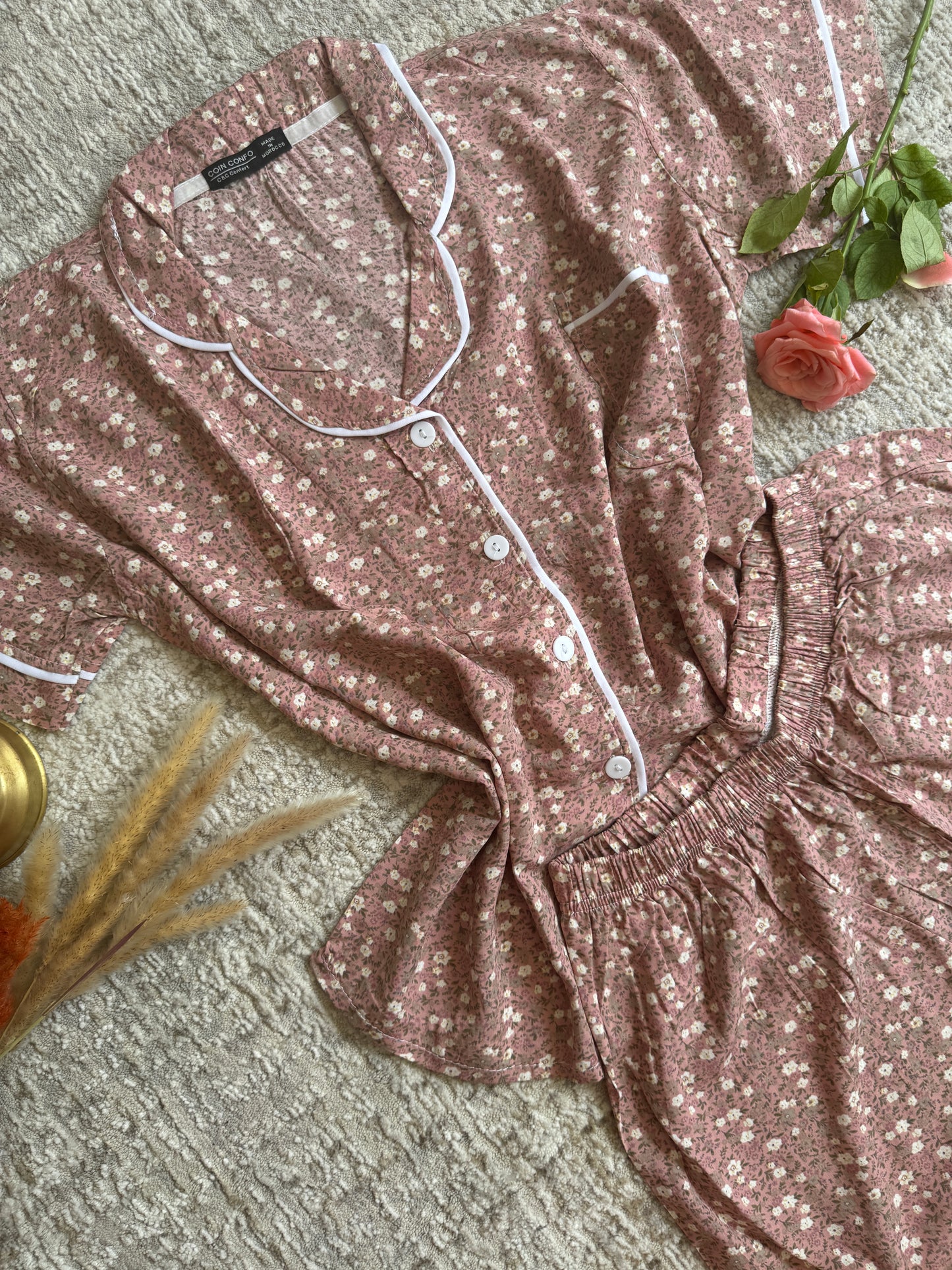 Pyjama chemise short en cotton خيط