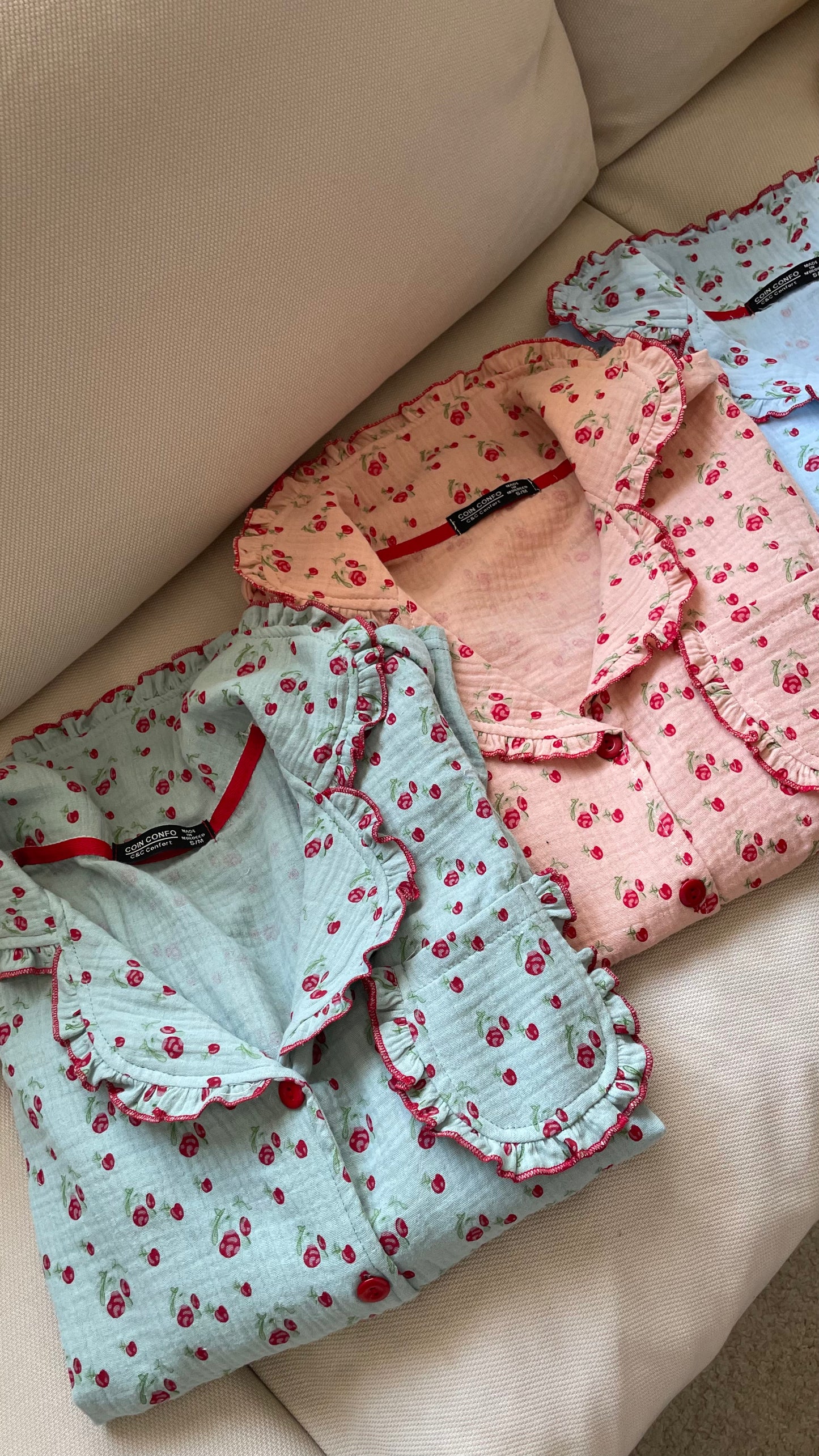 Pyjama tissu cotton cerise