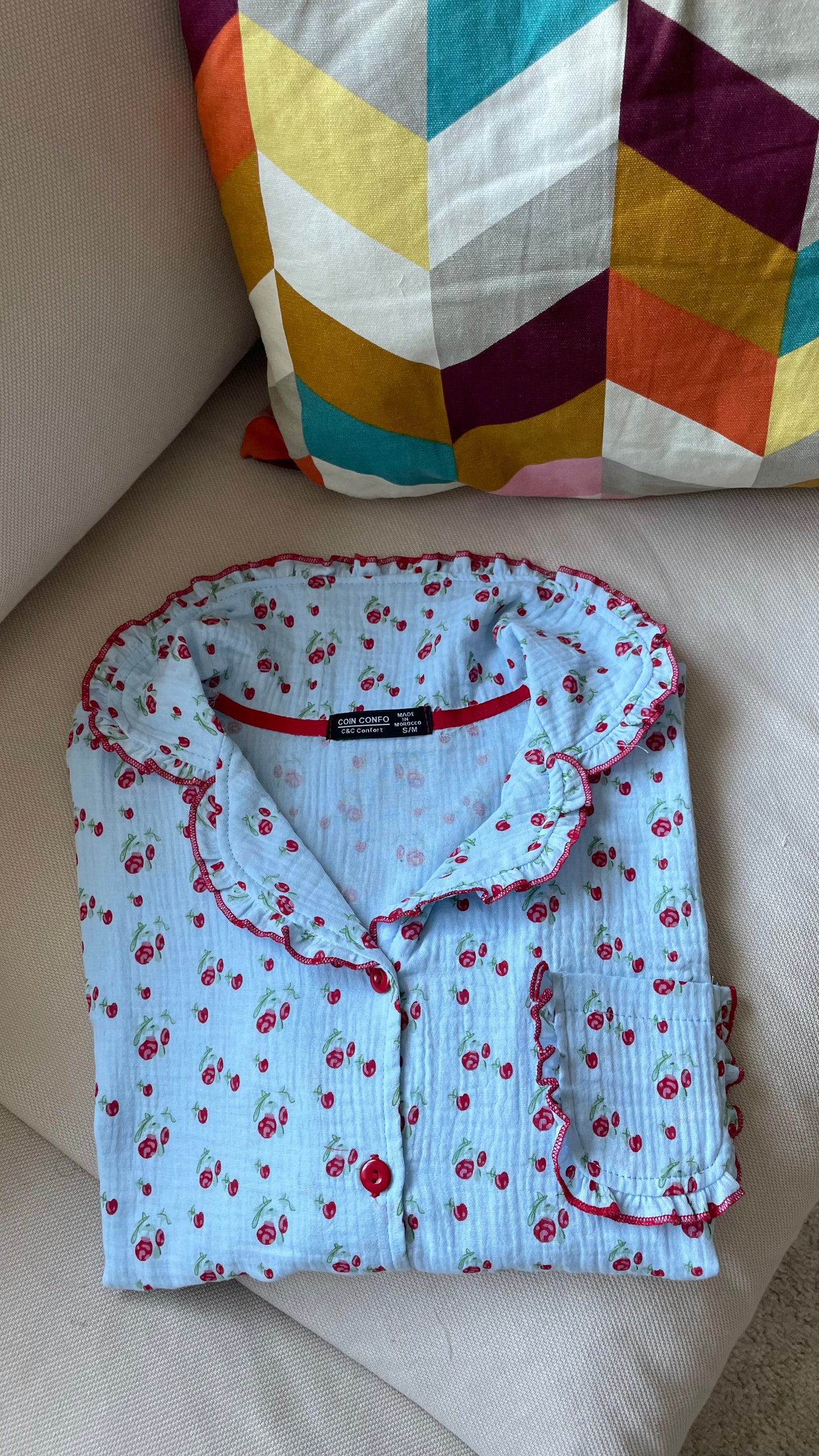 Pyjama tissu cotton cerise