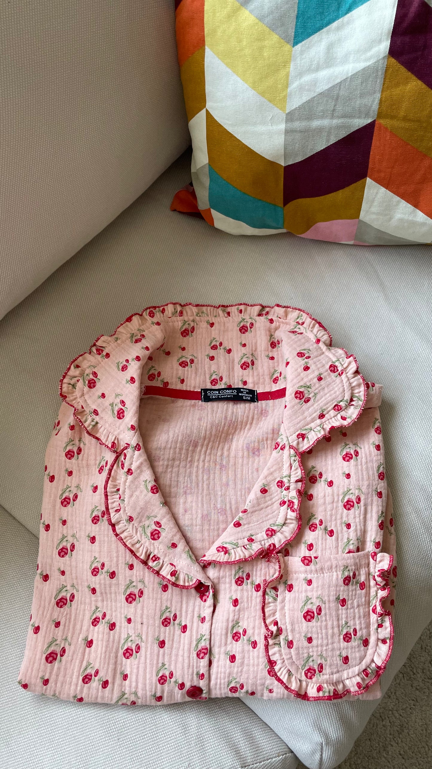 Pyjama tissu cotton cerise