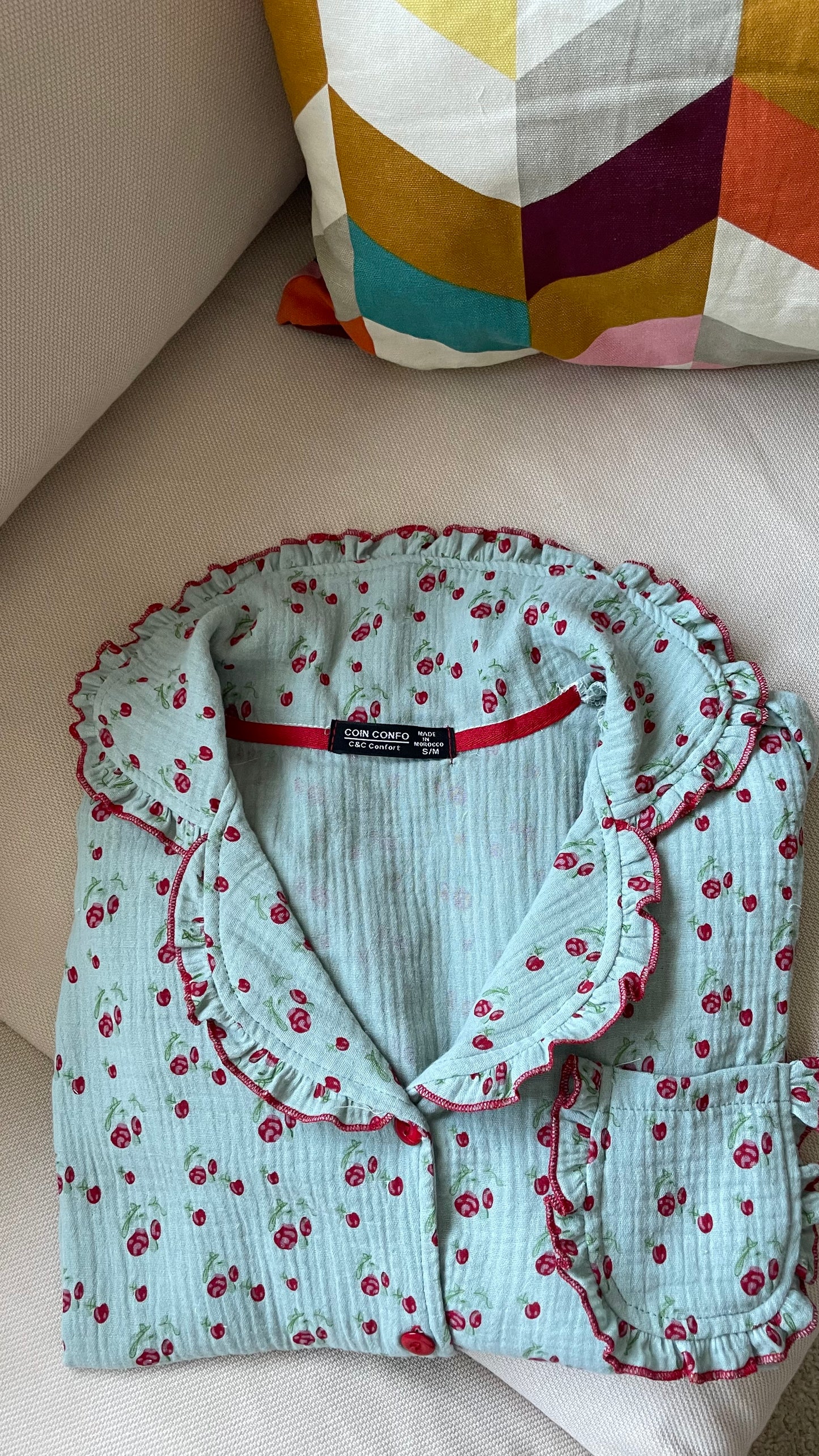 Pyjama tissu cotton cerise