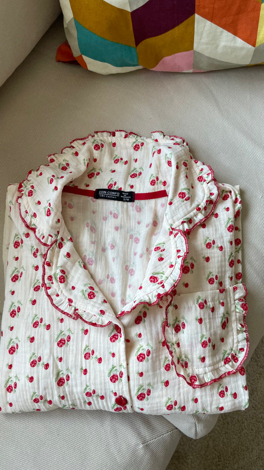 Pyjama tissu cotton cerise
