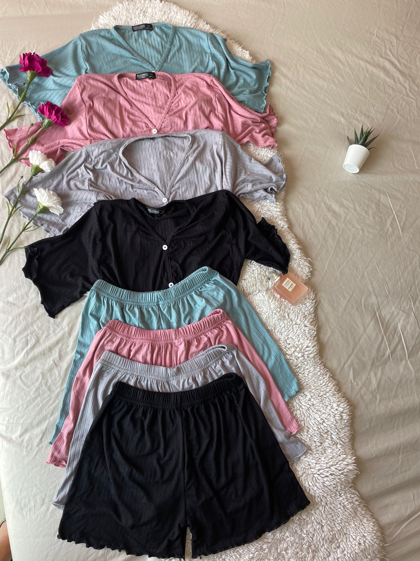 set en short demi manche-100% cotton