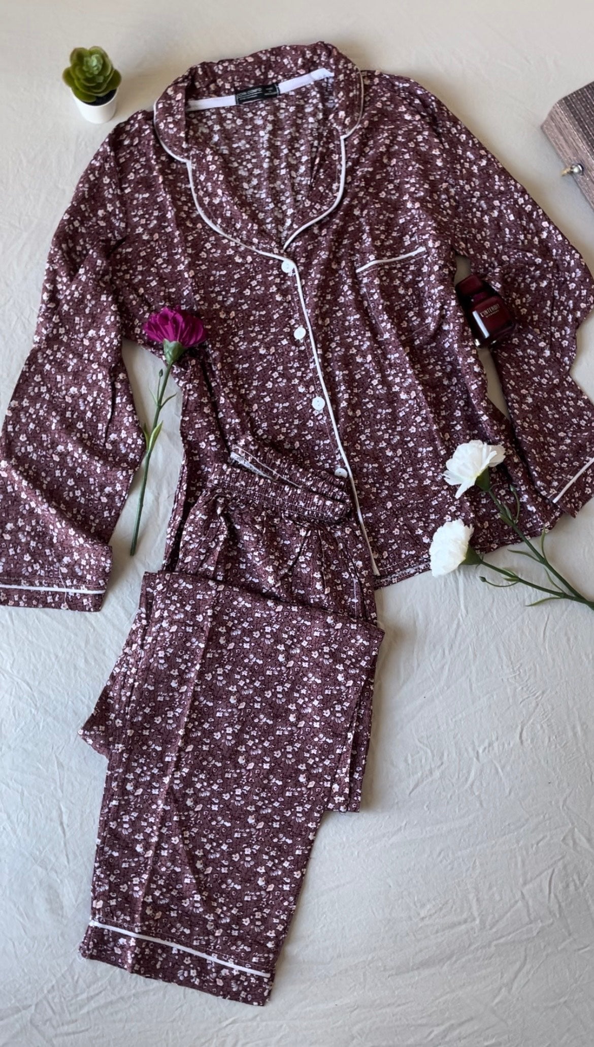 pyjama pantalon fleuri-tissu خيط