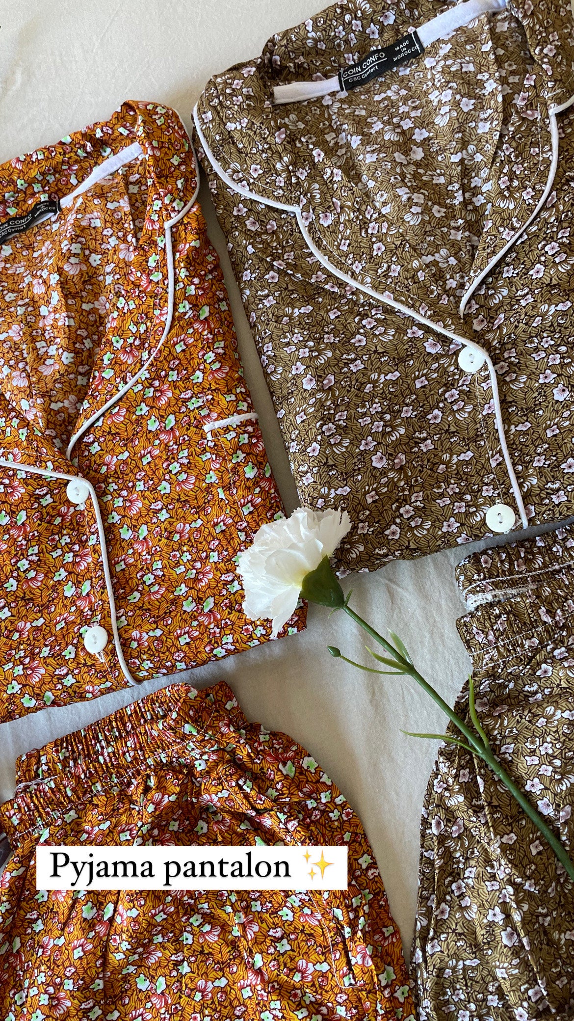 pyjama pantalon fleuri-tissu خيط