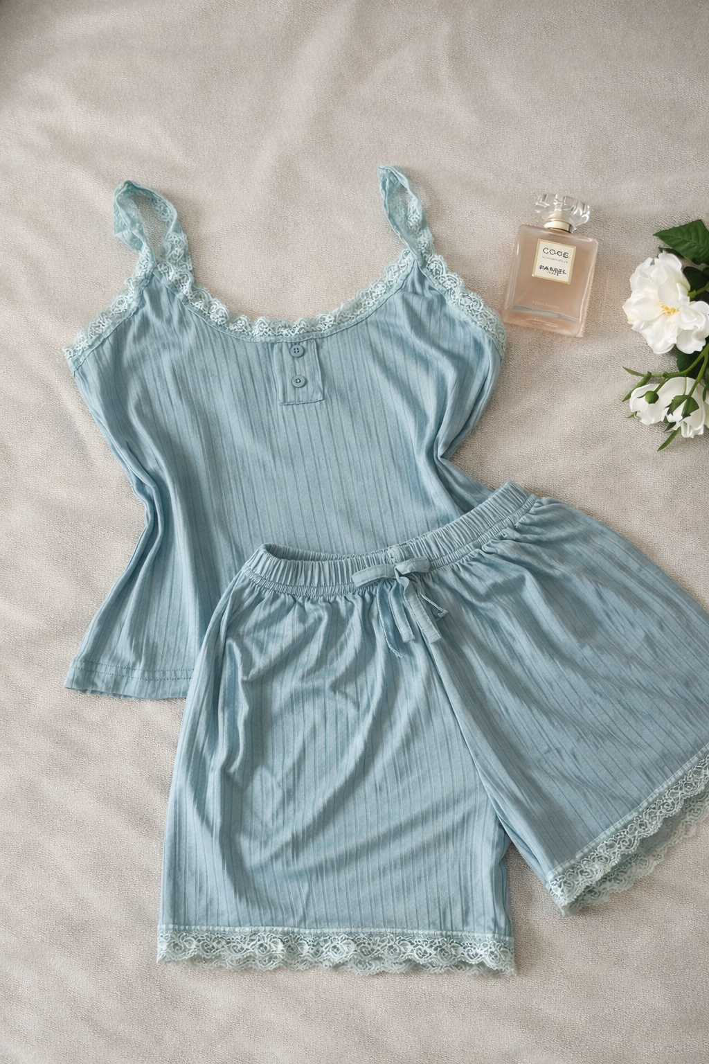 pyjama dentelle en short en 100% cotton