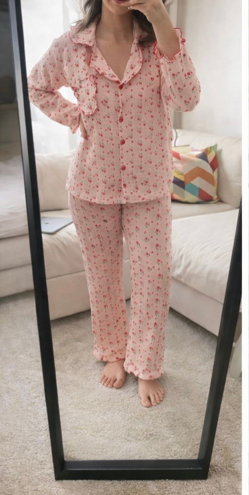 Pyjama tissu cotton cerise