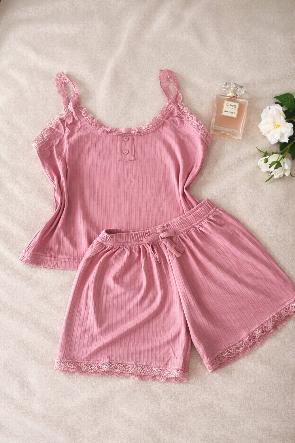 pyjama dentelle en short en 100% cotton