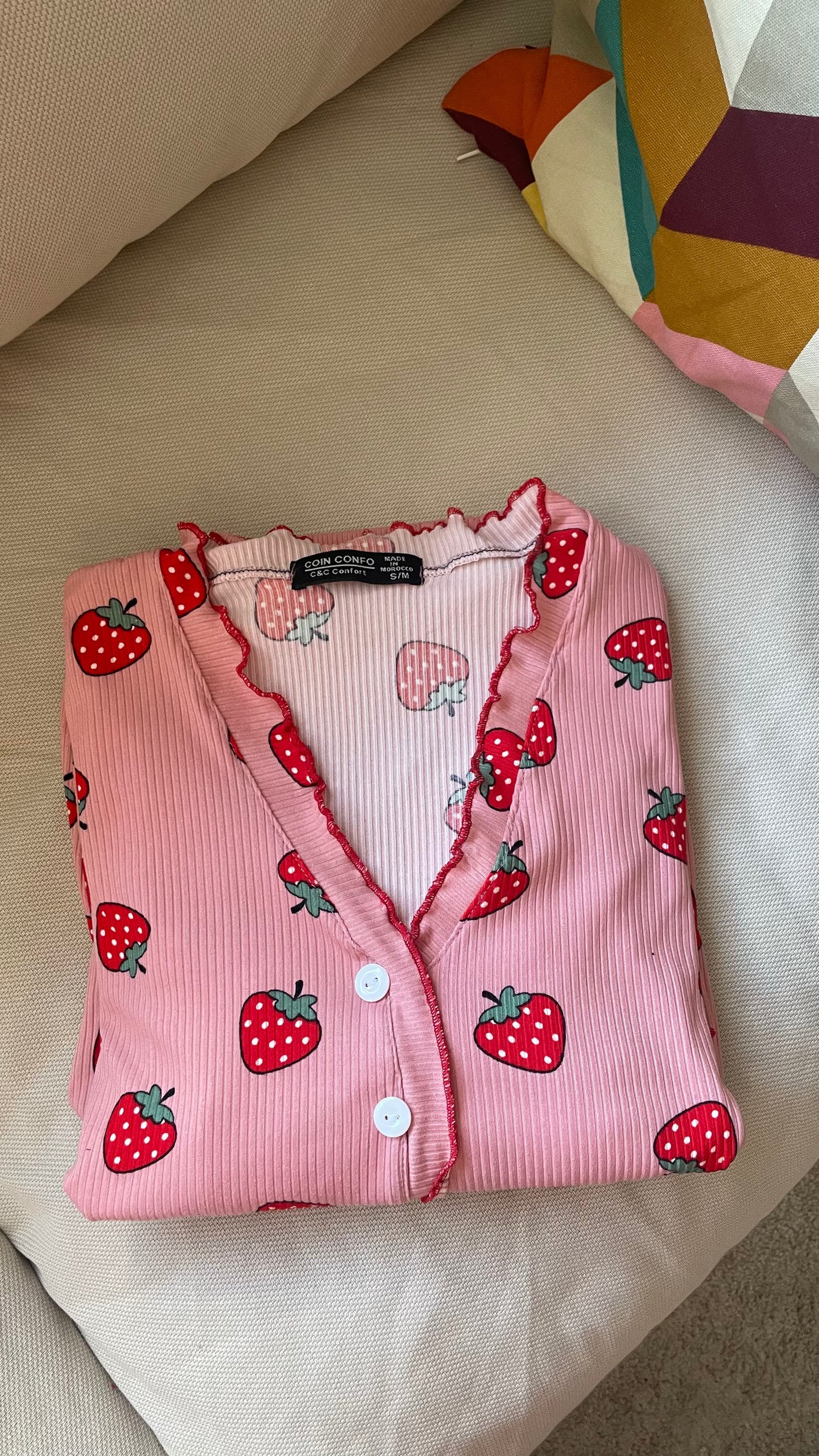 pyjamas pantalon motif fraise