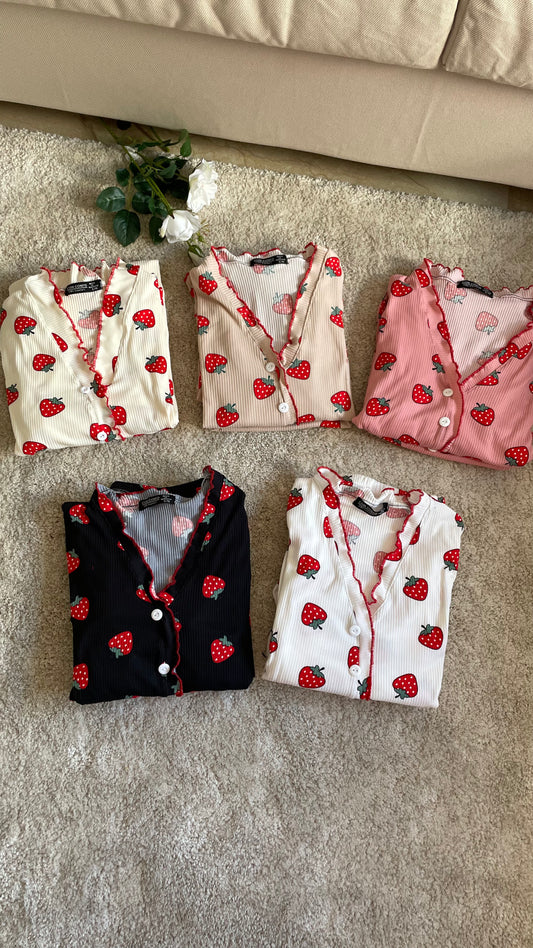 pyjamas pantalon motif fraise