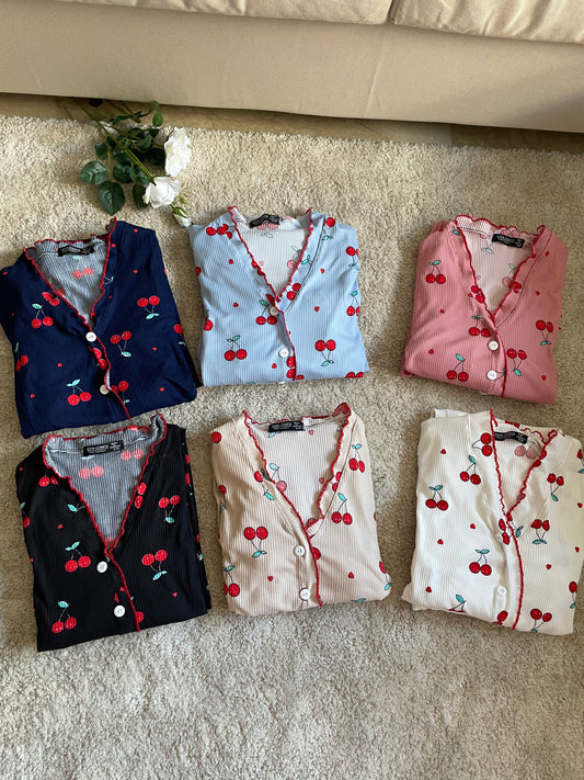pyjamas pantalon motif cerise