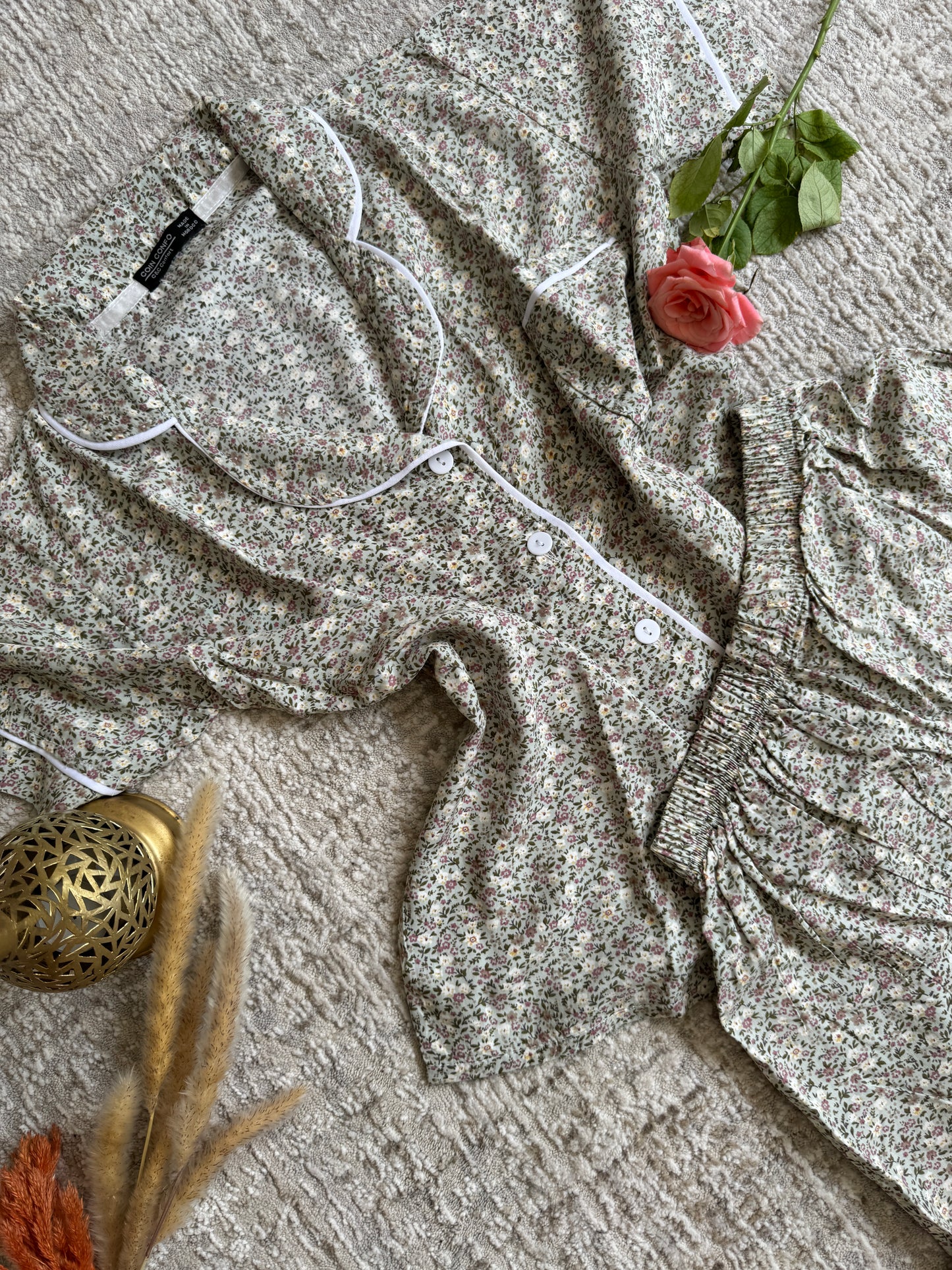 Pyjama chemise short en cotton خيط