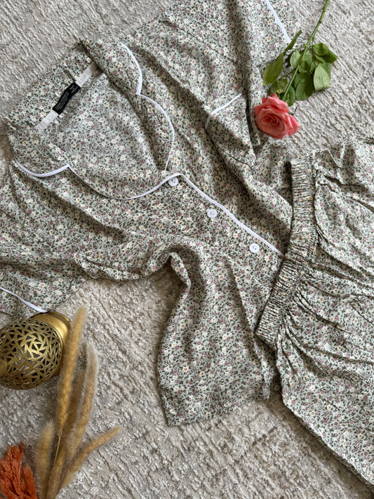 Pyjama chemise short en cotton خيط