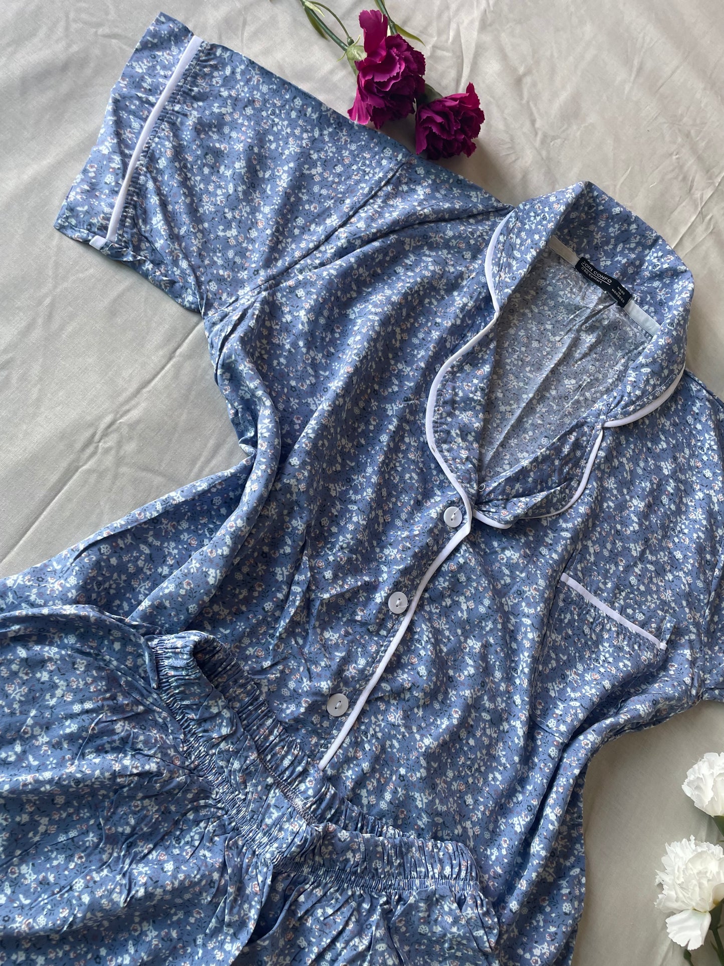 Pyjama chemise short en cotton خيط