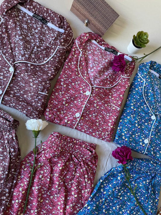 pyjama pantalon fleuri-tissu خيط