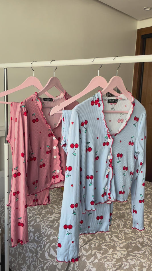 pyjamas pantalon motif cerise